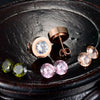 4 Color CZ Set Stainless Steel Silver, Gold or Rose Earrings