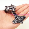 Viking/Norse Wolf Silver Thor's Hammer 3" Pendant Stainless Steel
