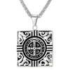 Square Ancient Cross Gold or Silver Stainless Steel Pendant and 20 " Necklace