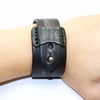 Grunge Black Leather Bracelet 9.6" Adjustable Retro Style Unisex