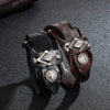 Vintage Leather Bracelet Black Charms Adjusts 7-9" Unisex