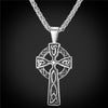 Norse Cross Pendant Stainless Steel Platinum Or Gold 20” Chain