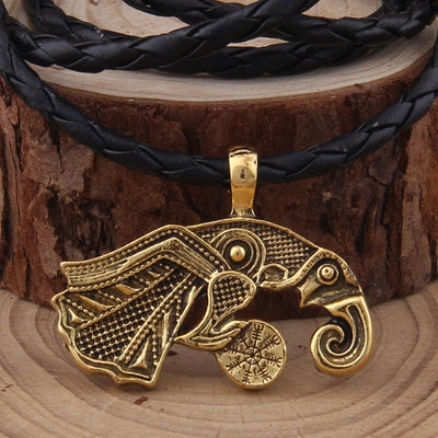 Viking/Norse Raven Gold, Silver or Bronze Pendant with Cord or Chain 50 cm Unisex