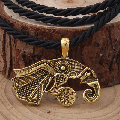 Viking/Norse Raven Gold, Silver or Bronze Pendant with Cord or Chain 50 cm Unisex