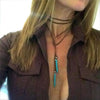 Vintage Turquoise Drops on Black or Brown Leather Cord Necklace