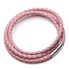 Braided Leather 3-Wrap Bracelet 23.6" 13 Colors Magnetic