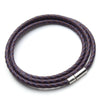 Braided Leather 3-Wrap Bracelet 23.6" 13 Colors Magnetic