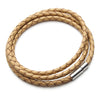 Braided Leather 3-Wrap Bracelet 23.6" 13 Colors Magnetic