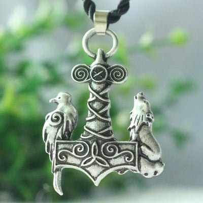 Wolf and raven pendant viking wolf necklace ancient raven bird pendant jewelry - Viking Jewelry Life
