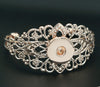 Vintage Floral Snap Button Cuff 18mm  Silver or Rose Gold-Tone Fits Most Women