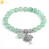 Viking World Tree (Zinc Charm) & Green Natural Stone Bracelet Woman