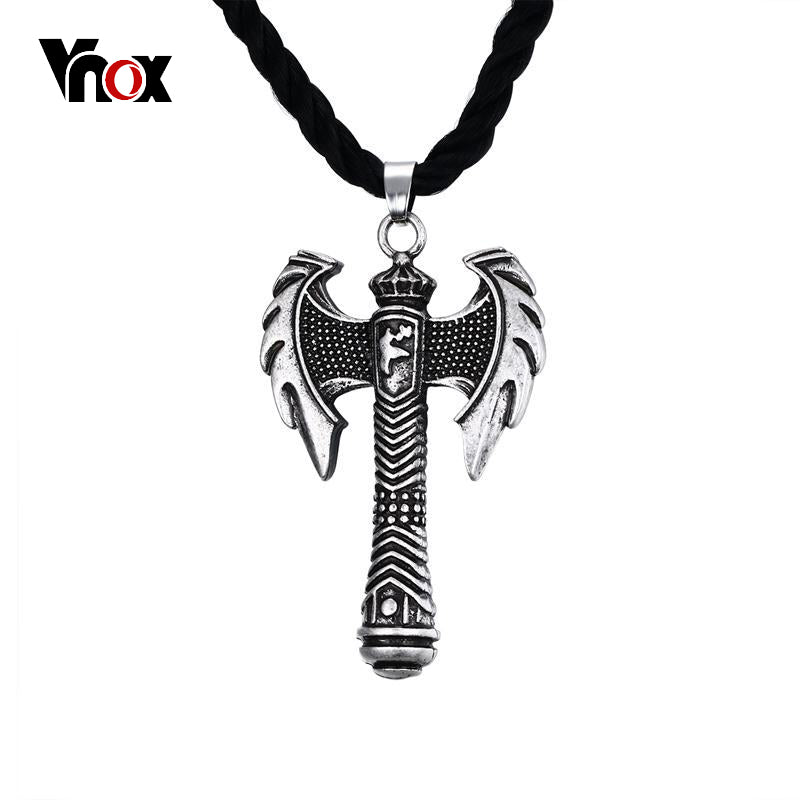 Norse Warrior Silver Stainless Steel Pendant With Black Cord 23"- 25" Unisex