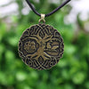 Viking Yggdrasil World Tree Zinc Silver or Bronze Pendant Rope Necklace