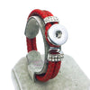 Braided Red Leather 18 mm Snap Rhinestone Snap Button Jewelry Unisex