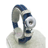 Braided Navy Leather 18mm Snap Button Bracelet