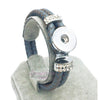 Braided Gray Leather 18mm Snap Button Bracelet