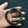 Vintage Volcano Lava Stone Beads Silver Bronze Color Viking Rune Bracelet New Fashion Charm Male Bangle Jewelry Gift - Viking Jewelry Life