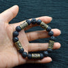 Vintage Volcano Lava Stone Beads Silver Bronze Color Viking Rune Bracelet New Fashion Charm Male Bangle Jewelry Gift - Viking Jewelry Life