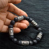 Vintage Volcano Lava Stone Beads Silver Bronze Color Viking Rune Bracelet New Fashion Charm Male Bangle Jewelry Gift - Viking Jewelry Life