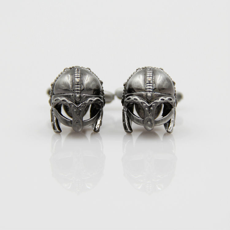 Viking Warrior Helmet  Copper Alloy Silver-Tone Cufflinks Unisex