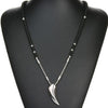 Wolf Tooth Silver Stainless Steel Silver Pendant Black Stone 25" Necklace Unisex