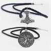 Viking Amulet Raven Tree of Life and Thor's Hammer Charm Pendant Knot Braid Leather Necklace for Fashion Men Jewelry - Viking Jewelry Life