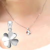 Lucky Clover Silver Stainless Steel 18" Necklace