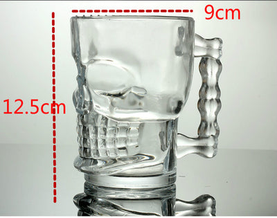 Skull Mug with Handle Clear Glass 4.9in (Holds 16.9oz) Home Decor