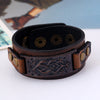 Vintage Bronze Tooled Leather & Zinc Cuff Bracelet Adjustable Snaps 22 cm