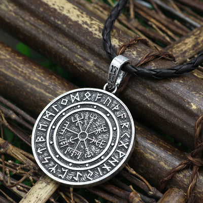 Odin Vegvisir Rune Silver Or Gold Zinc Pendant w/ Chain or Cord