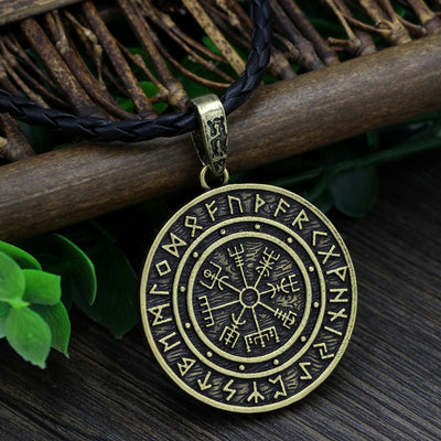 Odin Vegvisir Rune Silver Or Gold Zinc Pendant w/ Chain or Cord