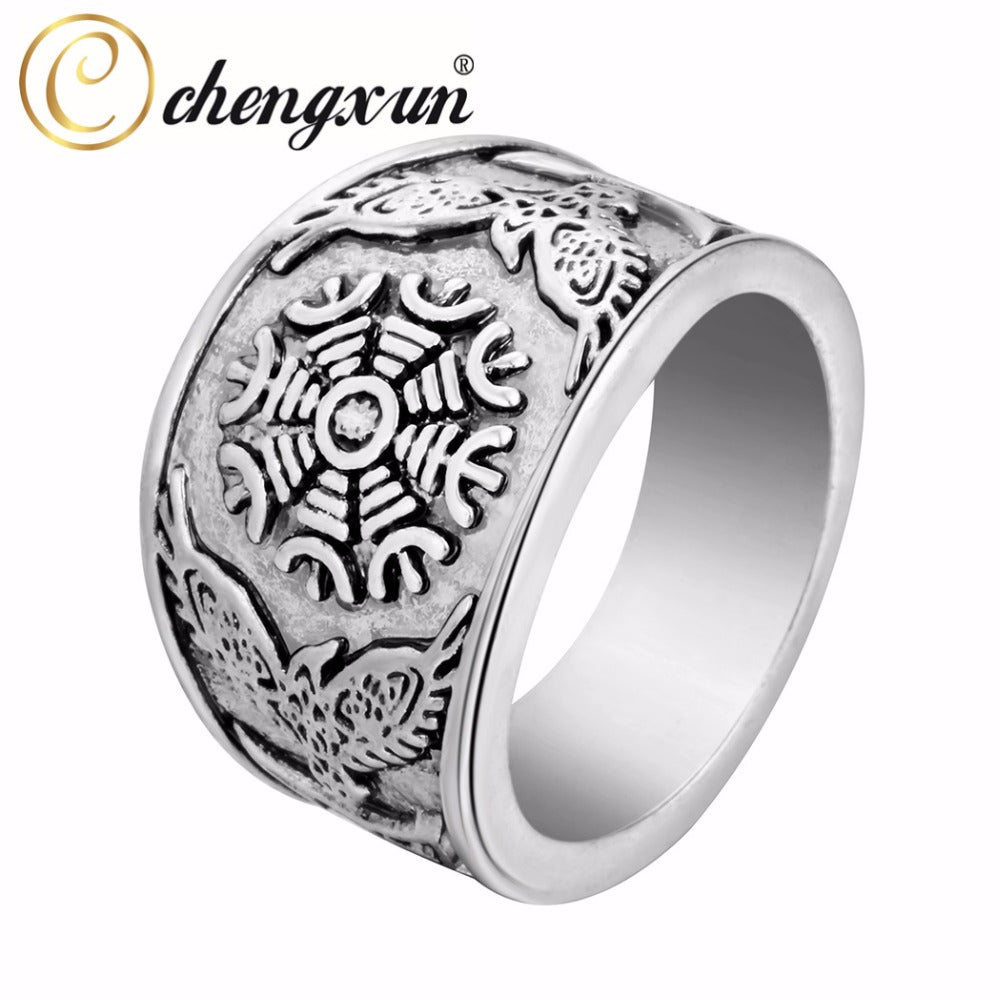 Viking/Norse Vegvisir Ring Silver Zinc Size 9 Unisex