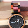 Norse Inspired Colorful Wood Watch Displays Day & Date Small or Large Dial Unisex