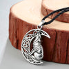 Norse Wolf & Moon Pendant Silver or Gold Zinc 18" Cord Necklace