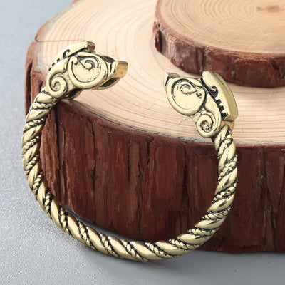 Viking Dragon Open Cuff Stainless Steel Gold-tone or Silver-tone Bracelet Fits Most Unisex