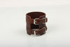 Viking/Norse Wide Brown Leather 2 Buckles Bracelet 10" 5 Adjustments Fits Most