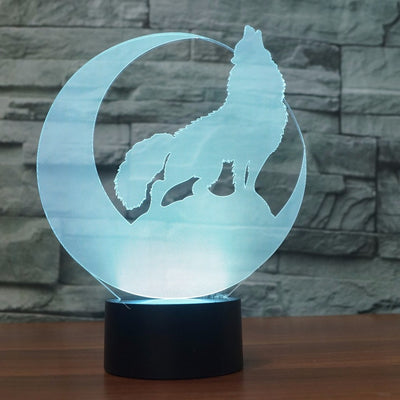 Viking 3D Wolf & Moon LED Lamp Changes 7 Colors USB (No Battery Required) Home Decor