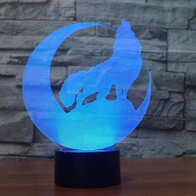 Viking 3D Wolf & Moon LED Lamp Changes 7 Colors USB (No Battery Required) Home Decor