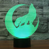 Viking 3D Wolf & Moon LED Lamp Changes 7 Colors USB (No Battery Required) Home Decor