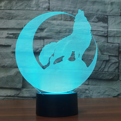 Viking 3D Wolf & Moon LED Lamp Changes 7 Colors USB (No Battery Required) Home Decor