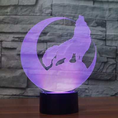 Viking 3D Wolf & Moon LED Lamp Changes 7 Colors USB (No Battery Required) Home Decor