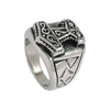 Mjolnir Thor Hammer Ring Silver  Stainless Steel Sizes 8-16 Viking Unisex