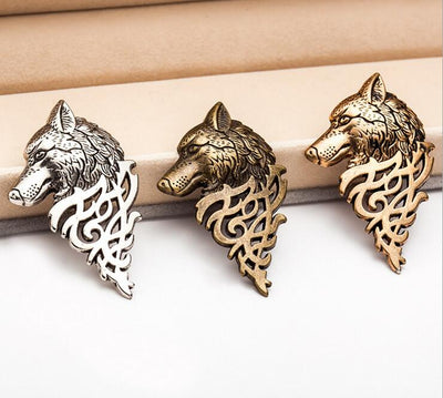 Viking/Norse Wolf 5.5 cm Zinc Lapel Pin Brooch  Gold-Tone Silver-Tone Or Bronze-Tone Unisex