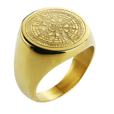 Compass Stainless Steel Ring in Gold or Black Size 7-13 Unisex