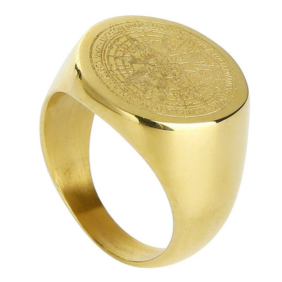 Compass Stainless Steel Ring in Gold or Black Size 7-13 Unisex