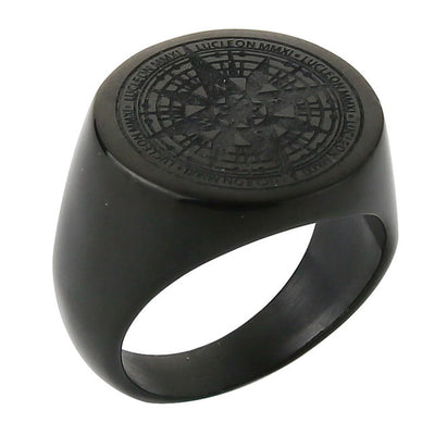 Compass Stainless Steel Ring in Gold or Black Size 7-13 Unisex