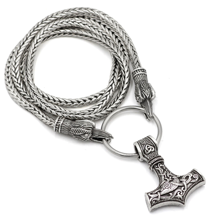 Viking Necklaces 18 Choices Silver Zinc Mjolnir Ax Wolf w/ Ravens Leather or Chain