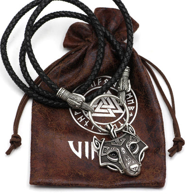Viking Necklaces 18 Choices Silver Zinc Mjolnir Ax Wolf w/ Ravens Leather or Chain