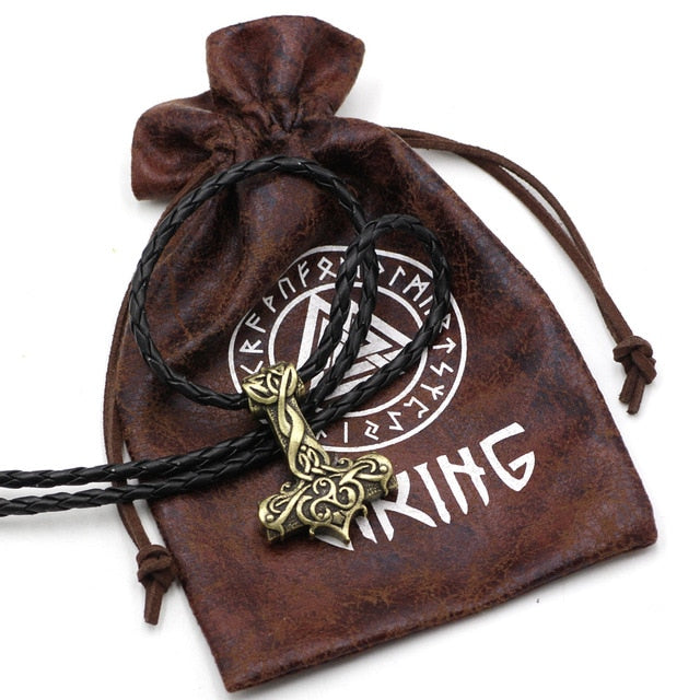 Ornate Viking Art  Large Thor Hammer Zinc Silver or Bronze w/ Chain or Leather Necklace