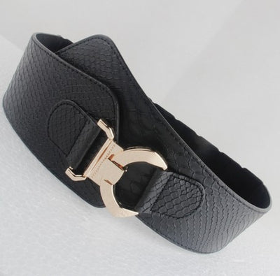Croc-look Stretch Belt Fits 30"-38" Black or Tan